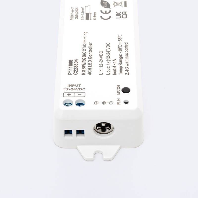 Controlador de Fita LED Monocromática/CCT/RGB/RGBW 12-24V SKYDANCE VP Compatível com Comando RF