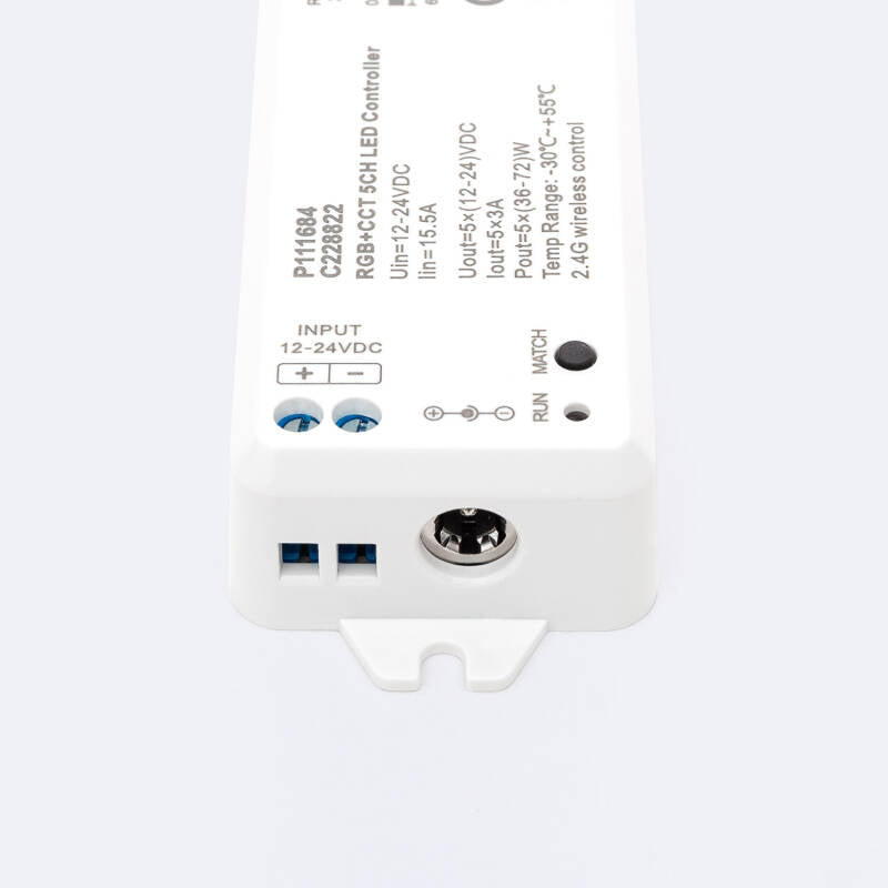 Controlador de Fita LED RGB+CCT 12-24V SKYDANCE V5-M Compatível com Comando RF