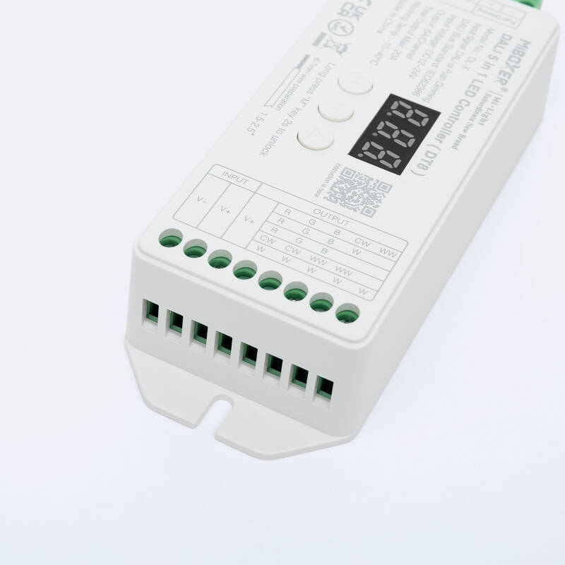 Controlador Regulador LED DL-X DALI 5 em 1 DT8 para Fita Monocor/CCT/RGB/RGBW/RGB+CCT 12/24V DC MiBoxer