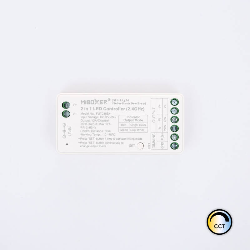 Controlador Regulador LED Monocor /CCT 12/24V DC MiBoxer FUT035S+ Compatível com Pulsador