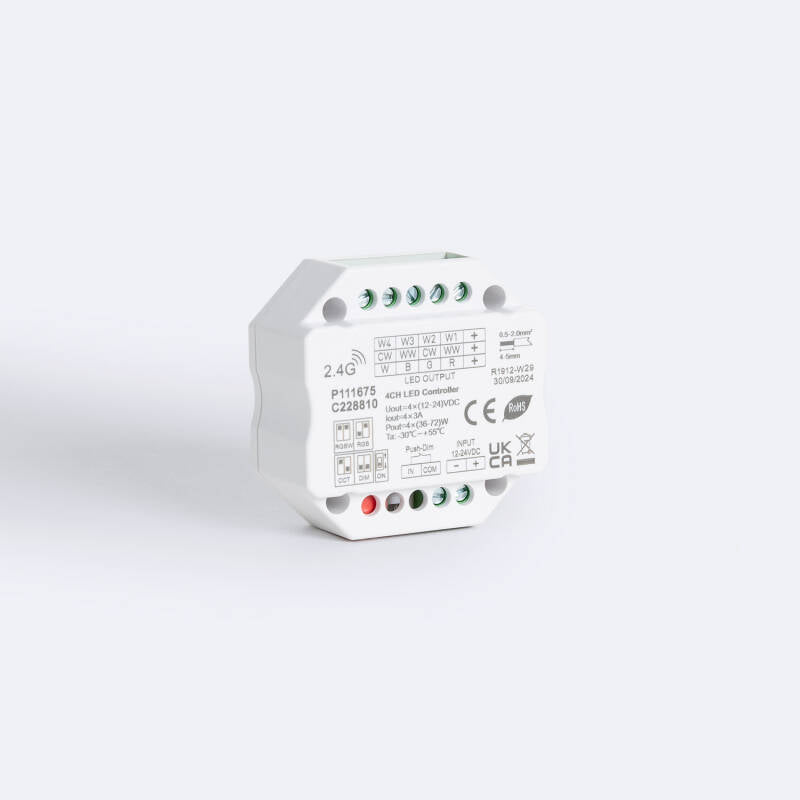 Controlador de Fita LED Mônocromática/CCT/RGB/RGBW 12-24V SKYDANCE V4-S Compatível com Comando RF