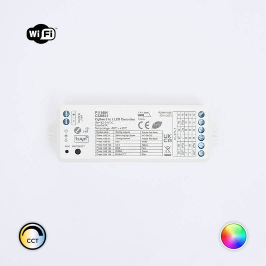 Controlador Zigbee e RF 5 em 1 DIM/CCT/RGB/RGBW/RGB+CCT 12-24V SKYDANCE WZ5 para Fitas LED