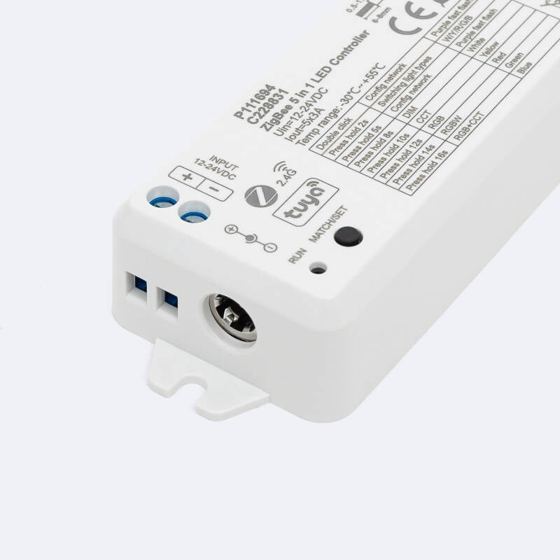 Controlador Zigbee e RF 5 em 1 DIM/CCT/RGB/RGBW/RGB+CCT 12-24V SKYDANCE WZ5 para Fitas LED