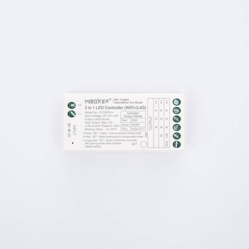 Controlador Regulador LED RGB/RGBW/RGB+CCT 12/24V DC MiBoxer FUT037W+