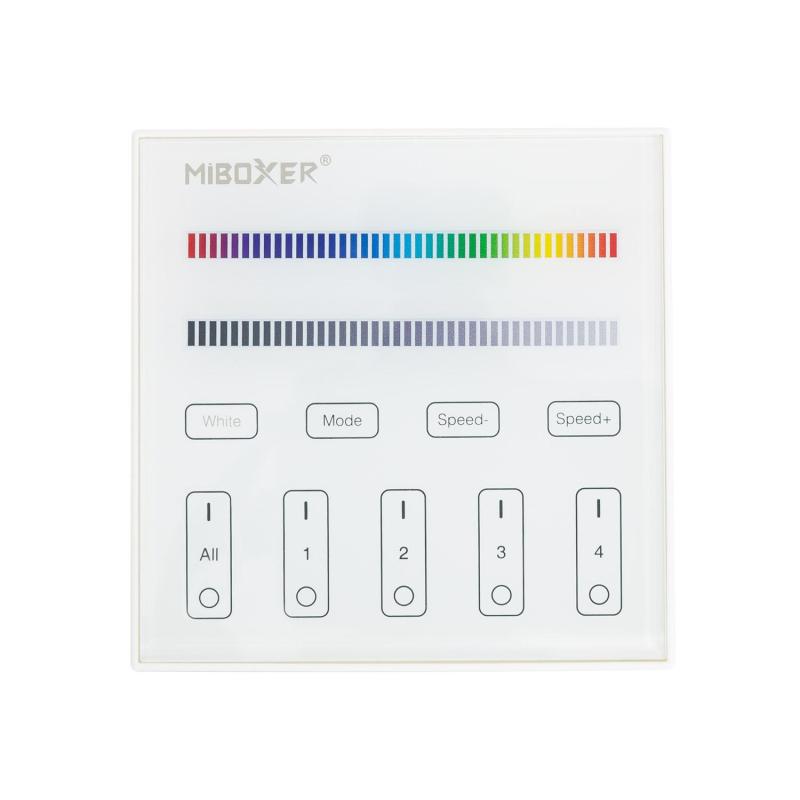 Controlador RF 220-240V AC de Parede para Regulador LED RGBW 4 Zonas RF MiBoxer T3