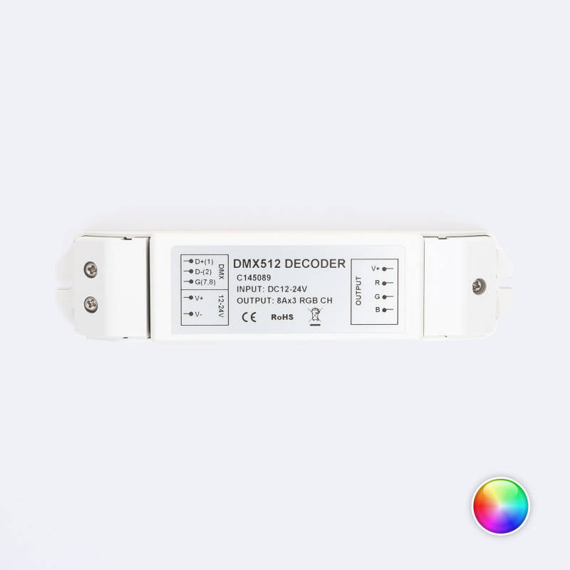 Controlador RGB DMX512 Descodificador 3 Canais
