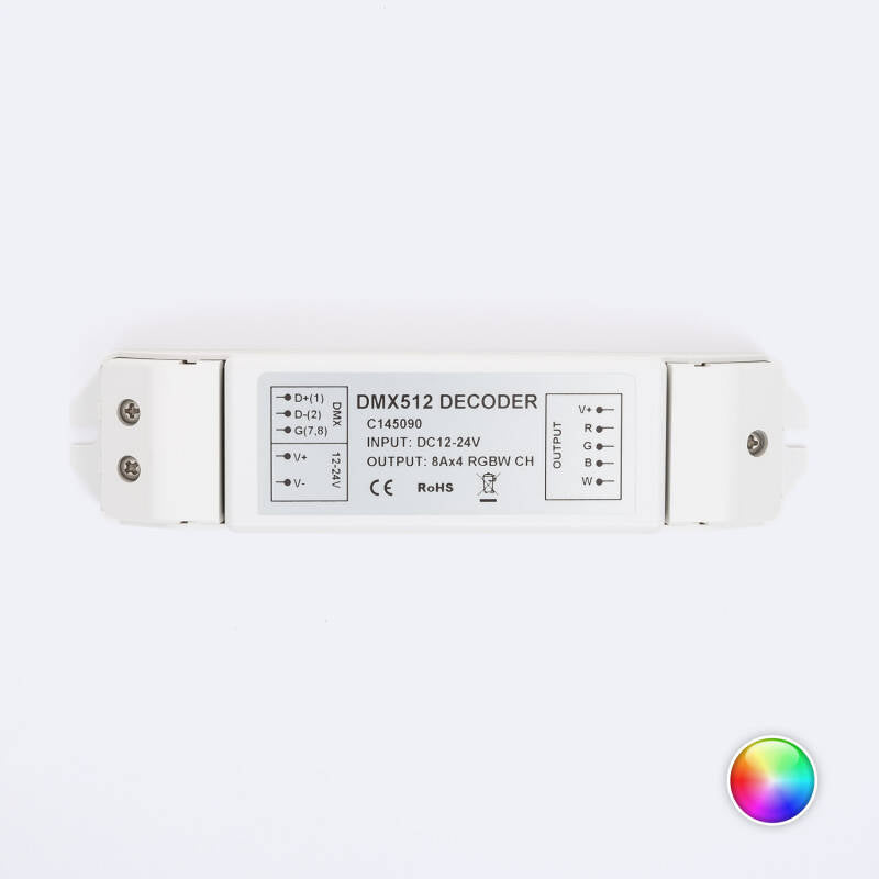 Controlador RGBW DMX512 Descodificador 4 Canais