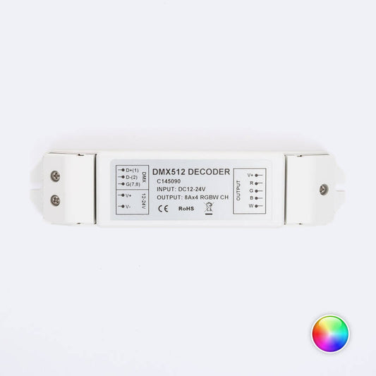 Controlador RGBW DMX512 Descodificador 4 Canais