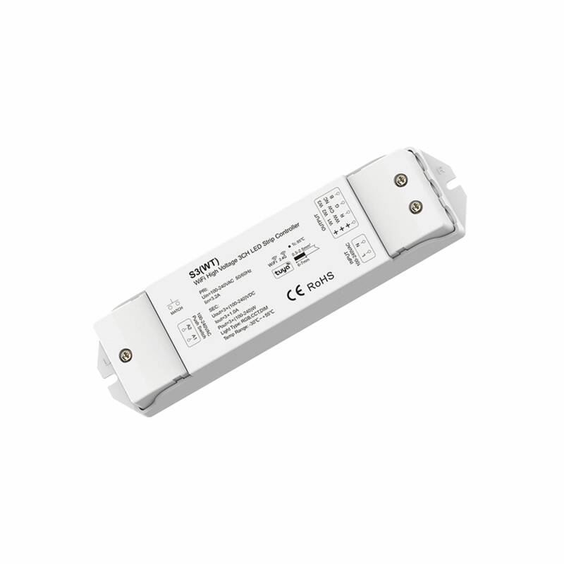 Controlador Wi-Fi para Fita LED 220 V Monocromática/CCT/RGB SKYDANCE S3(WT) Compatível com Botão e Comando RF