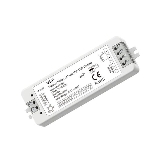 Regulador Fita LED Monocromática 12-24-48V Ligar/Desligar Suave FADE SKYDANCE V1-F Compatível com Botão e comando RF