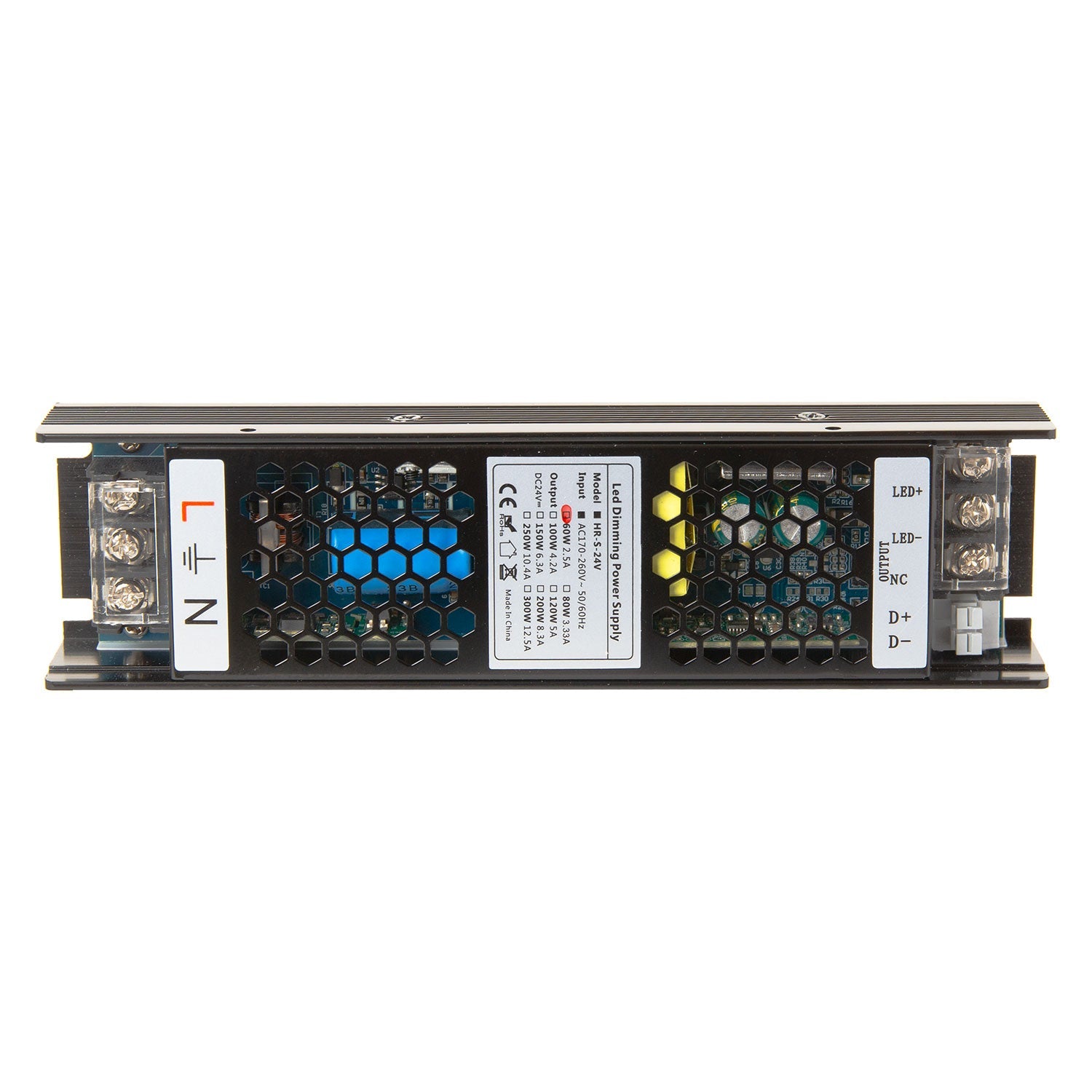 Transformador LED regulável 0-10V 170-260V 24V 2,5A 60W IP20