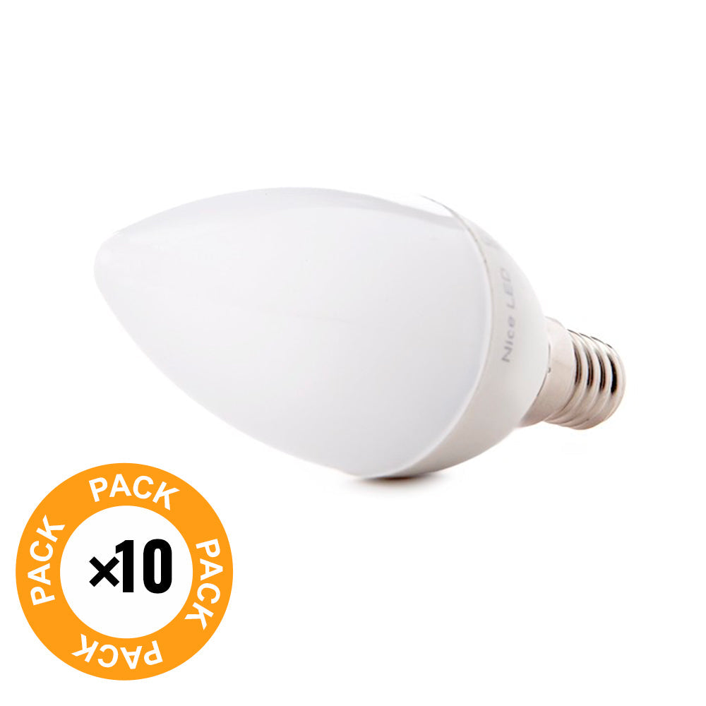 Pacote de 10 Lâmpadas Vela LED 2835SMD E14 5W 410Lm 40.000H