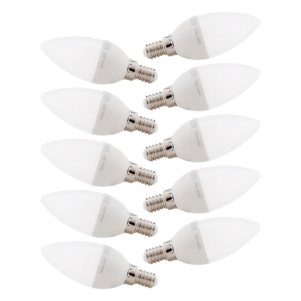 Pacote de 10 Lâmpadas Vela LED 2835SMD E14 5W 410Lm 40.000H