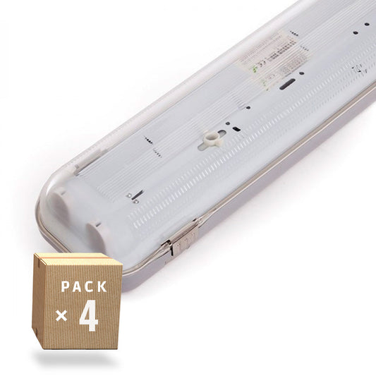 Pack de 4 Kits de Luz LED conectáveis ​​impermeáveis ​​para dois tubos LED ABS/PC de 1200 mm com clipes em aço inoxidável