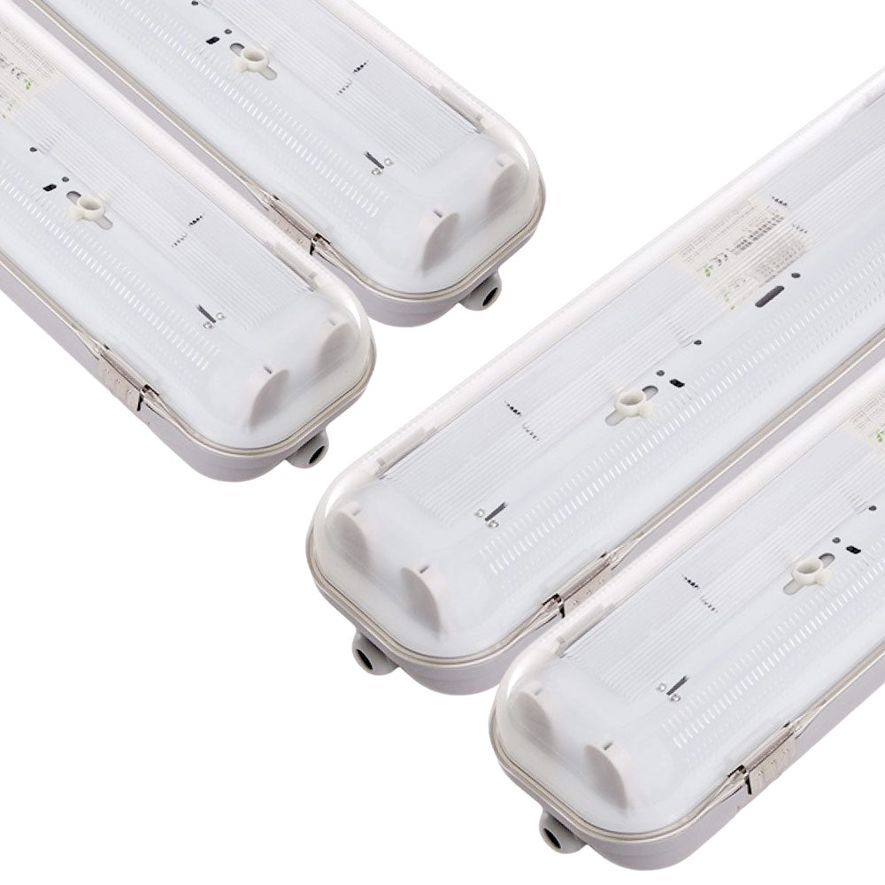 Pack de 4 Kits de Luz LED conectáveis ​​impermeáveis ​​para dois tubos LED ABS/PC de 1200 mm com clipes em aço inoxidável