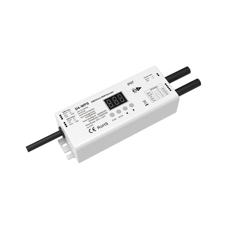 Descodificador DMX512 e RDM 4 Canais 12-48V SKYDANCE D4-WPS IP67