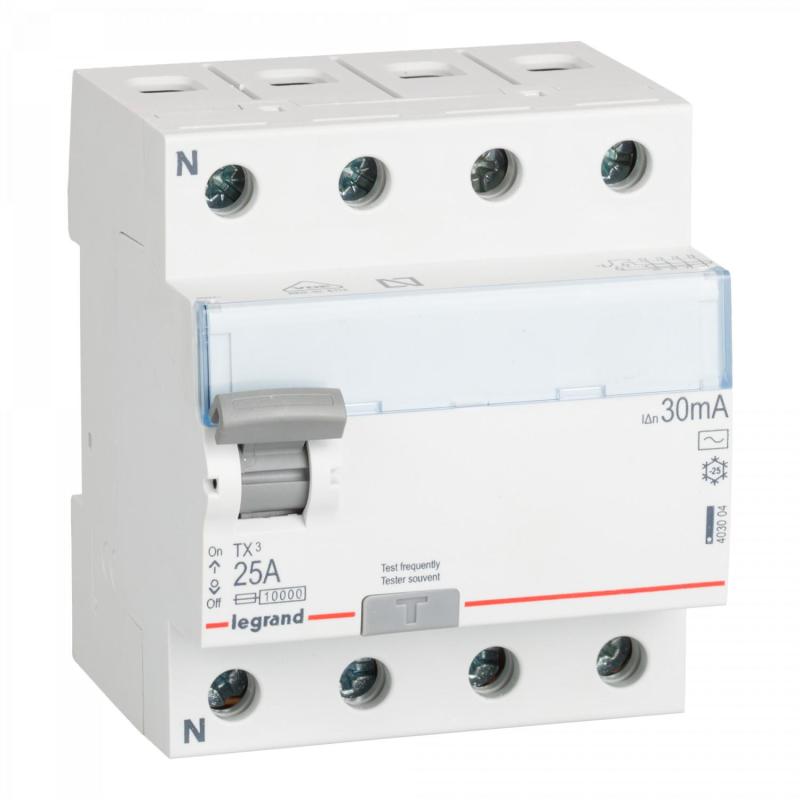 Disjuntor Diferencial Industrial 4P 30mA 25-40A 10kA Classe AC LEGRAND TX³ 403004