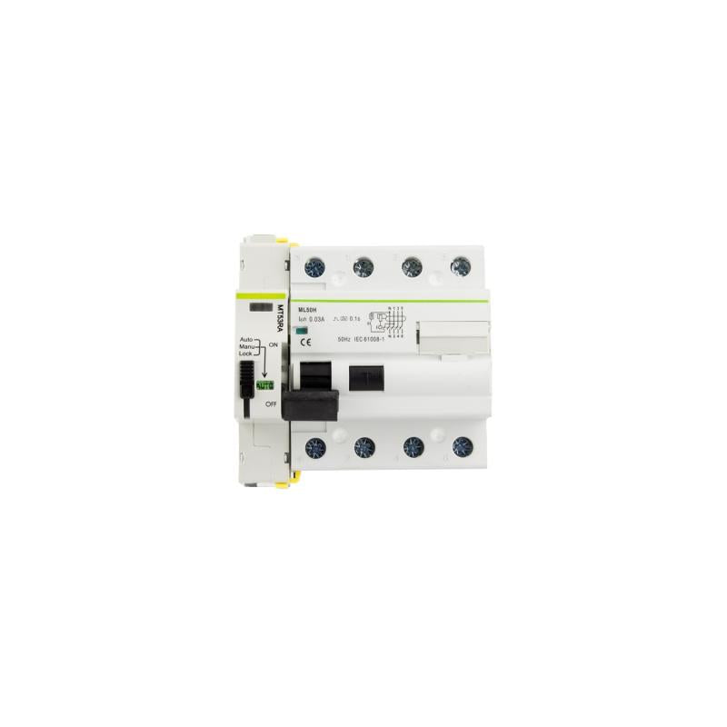 Disjuntor Diferêncial Industrial Rearmável Compacto 4P 300mA 40-63A 10kA Classe A MATIS
