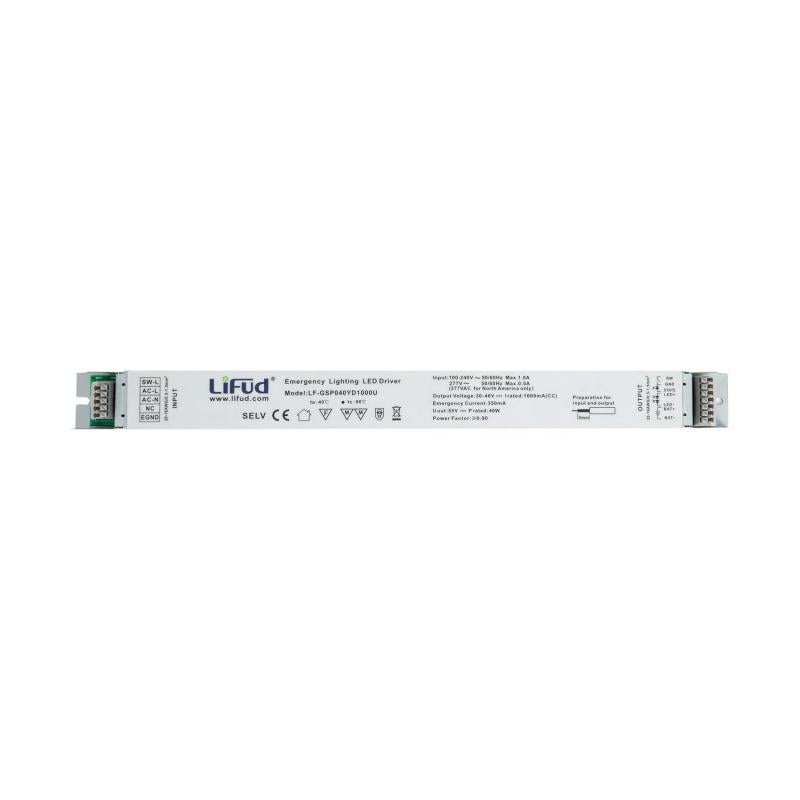 Driver de Emergência LIFUD 100-277V No Flicker Saída 30-40V 1000mA 40W LF-GSP040YD
