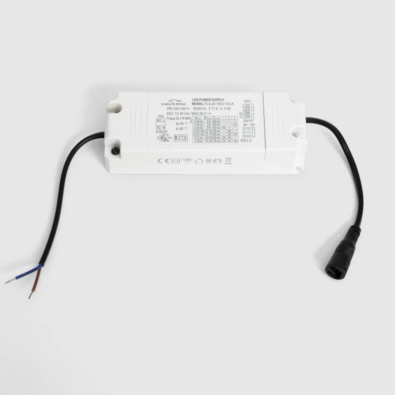 Driver EAGLERISE Regulável 0-10V 220-240V Saída 12-40V 400-700mA 16-20W FLS-20-700 0-10 LA