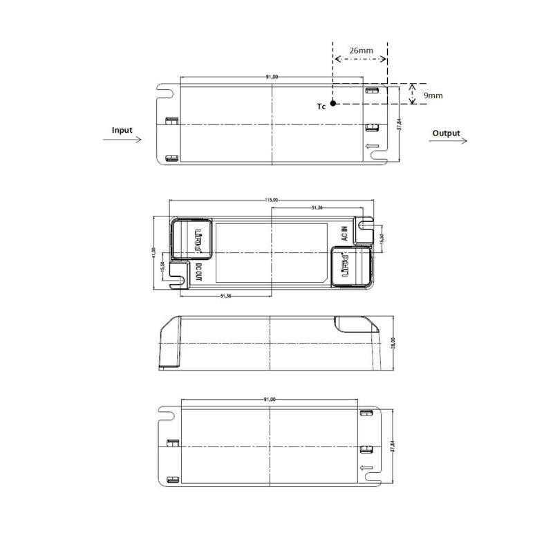 Driver LIFUD 220-240V Saída 25-40V 450mA DC 18W LF-GIF018YS0450H