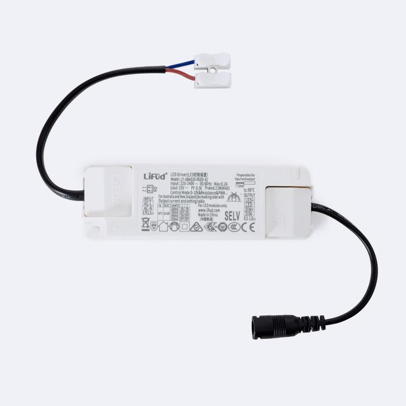 Driver LIFUD Regulável 1-10V 220-240V No Flicker Saída 27-42V 350-500mA 15-20W LF-ABA020-0500-42
