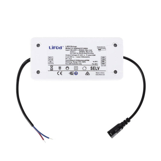 Driver LIFUD Regulável 1-10V 220-240V Saída 27-42V 1000mA 42W LF-GDE042YF1000U