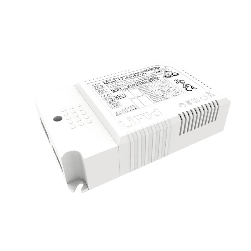 Driver LIFUD Regulável DALI 1-10V 220-240V No Flicker Saída 25-42V 550-1050mA 23-44W LF-GSD040YC