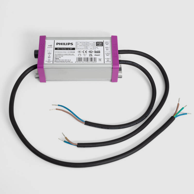 Driver PHILIPS Xitanium Xi LP Regulável 1-10V 85-305V Saída 31-93V 700-1050mA 65W