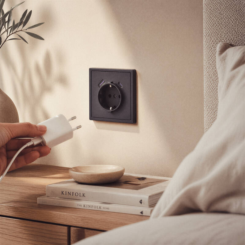 Tomada Schuko Tipo F com USB Luxe 990