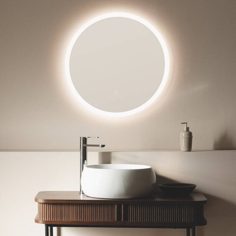 Espelho Casa de Banho com Luz LED e Anti-embaçante Ø60 cm Minna