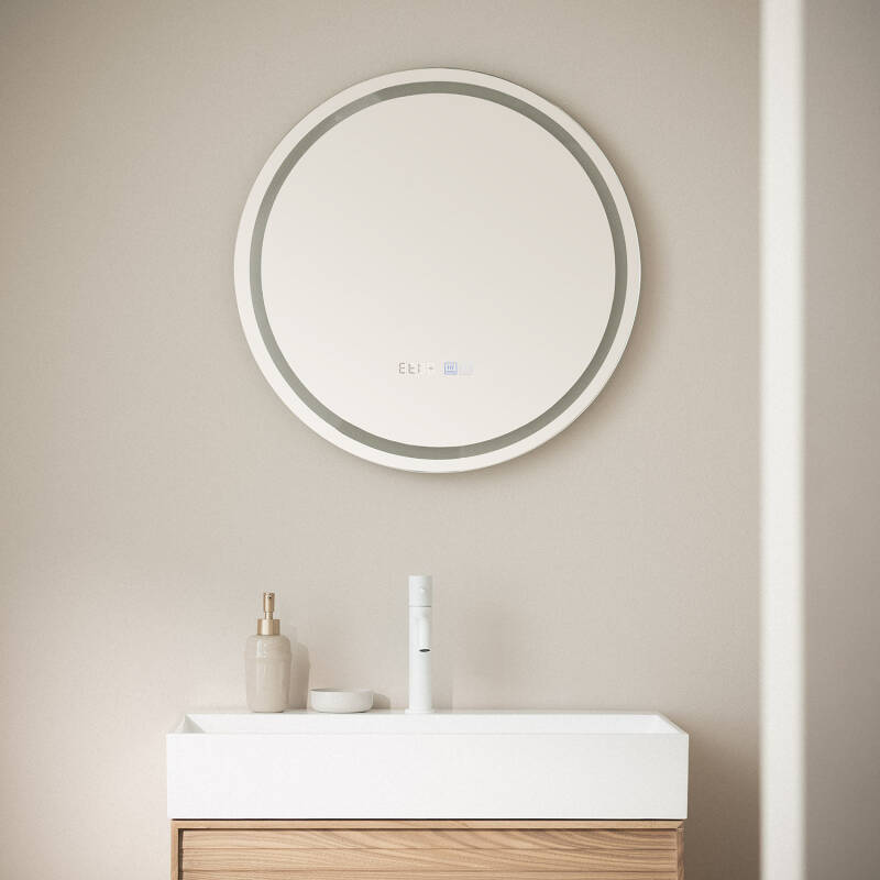 Espelho Casa de Banho com Luz LED Ø60 cm Stiniva