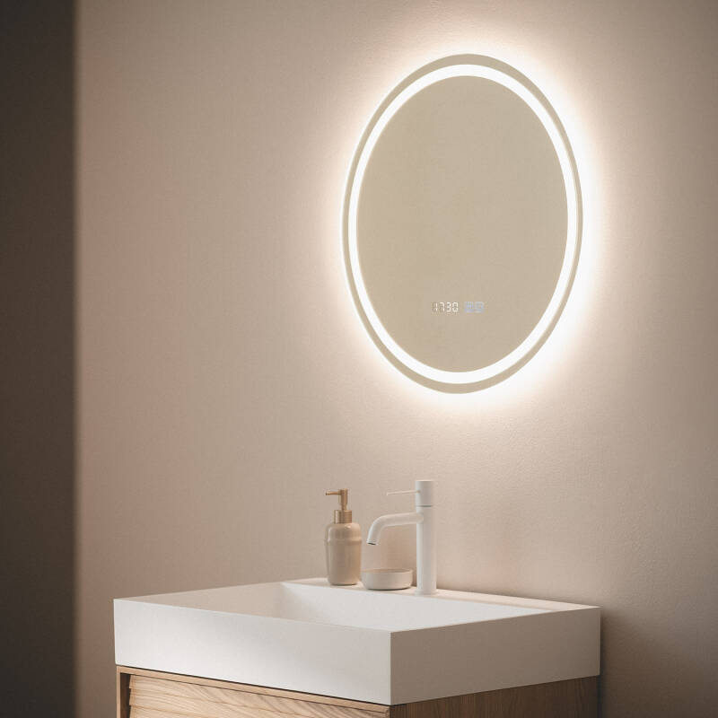 Espelho Casa de Banho com Luz LED Ø60 cm Stiniva