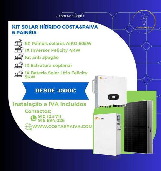 Instalação kit solar fotovoltaico felicity com 6 painéis e bateria de 5KW