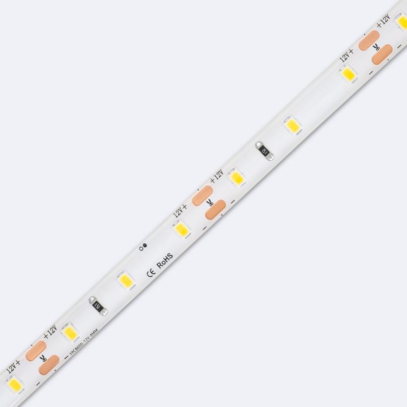 Fita LED 12V SMD 60 LED/m 5m 5W/m 400lm/m Largura 8mm Corte 5cm IP65