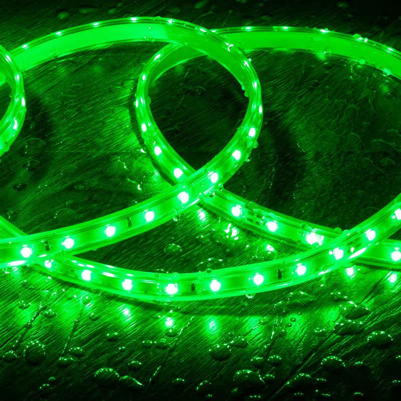 Fita LED 220V SMD2835 60LED/m Verde IP65 Largura 12mm Corte 100cm