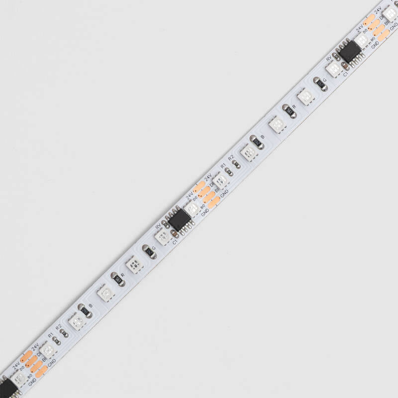 Fita LED Digital SPI 24 V RGBIC SMD, 96 LED/m, 5 m, Largura de 8 mm, Corte a cada 6 cm, IP20