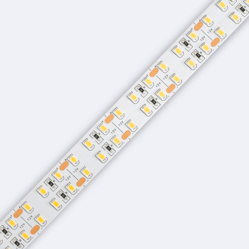 Fita LED 12V SMD 204 LED/m 5m 18W/m 1700lm/m Dupla Largura 16mm Corte a cada 3cm IP20