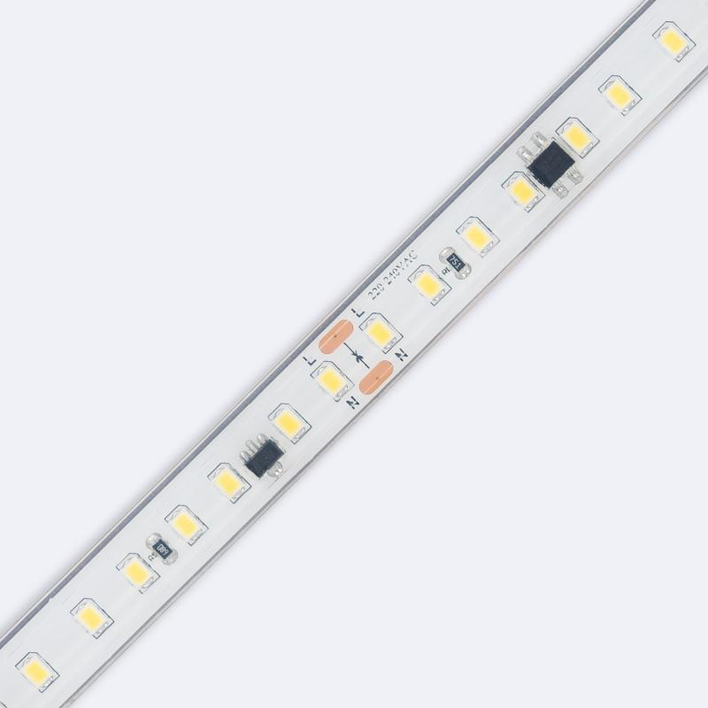 Fita LED Regulável 220V SMD Autorectificada 120 LED/m 14W/m 1680lm/m SILICONE FLEX Largura 12mm Corte 10cm IP67 à Medida