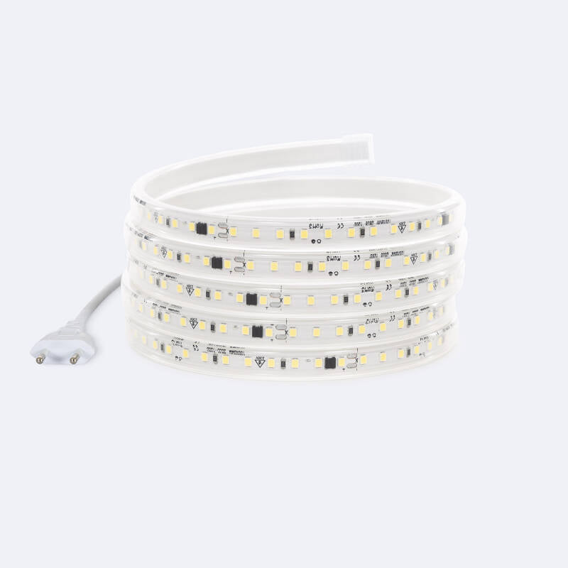 Fita LED Regulável 220V SMD Autorectificada 120 LED/m 10W/m 1000lm/m Largura 12mm Corte 10cm IP65 à Medida