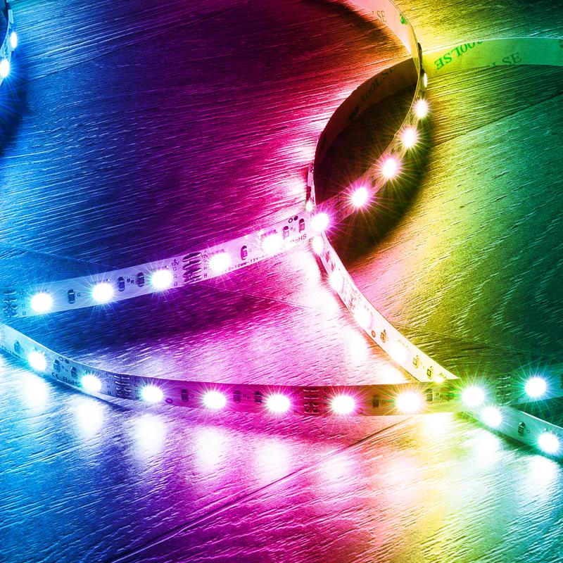 Fita LED 12V RGB SMD 60 LED/m 5m 9W/m Largura 10mm Corte 5cm IP20