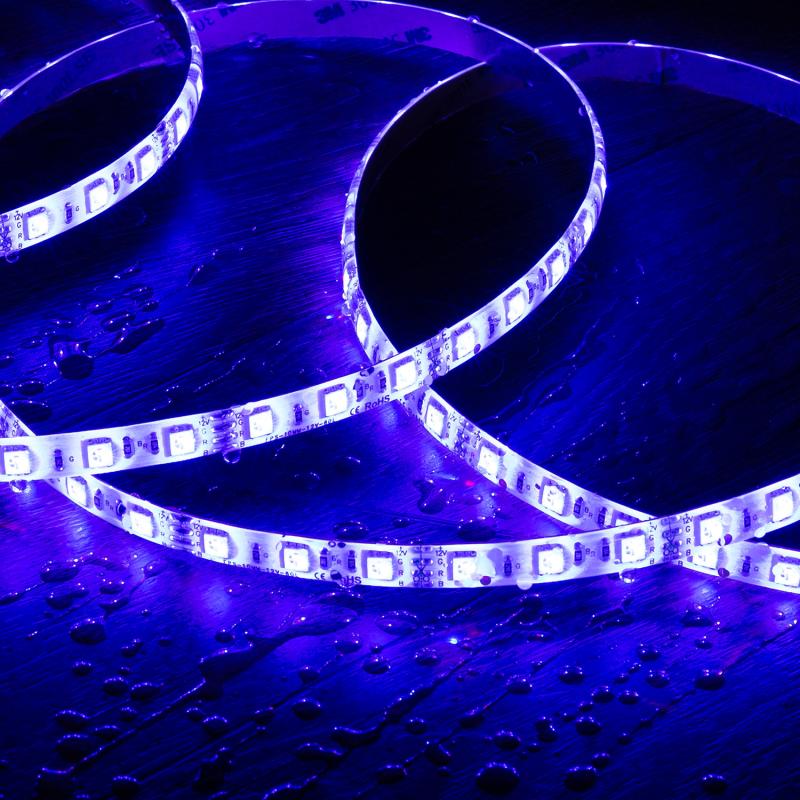Fita LED 12V RGB SMD 60 LED/m 5m 9W/m Largura 10mm Corte 5cm IP65