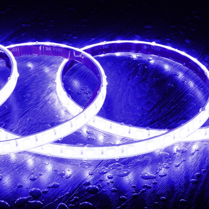 Fita LED RGB 220V SMD 60 LED/m 15W/m SILICONE FLEX Largura 12mm Corte 100cm IP67 com Comando à Medida