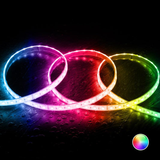 Fita LED 24V RGB SMD 60 LED/m 5m 10W/m Largura 12mm Corte 10cm IP68 SILICONE FLEX