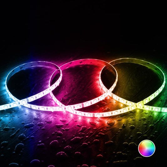 Fita LED 24V RGB SMD 60 LED/m 5m 10W/m Largura 10mm Corte 10cm IP65
