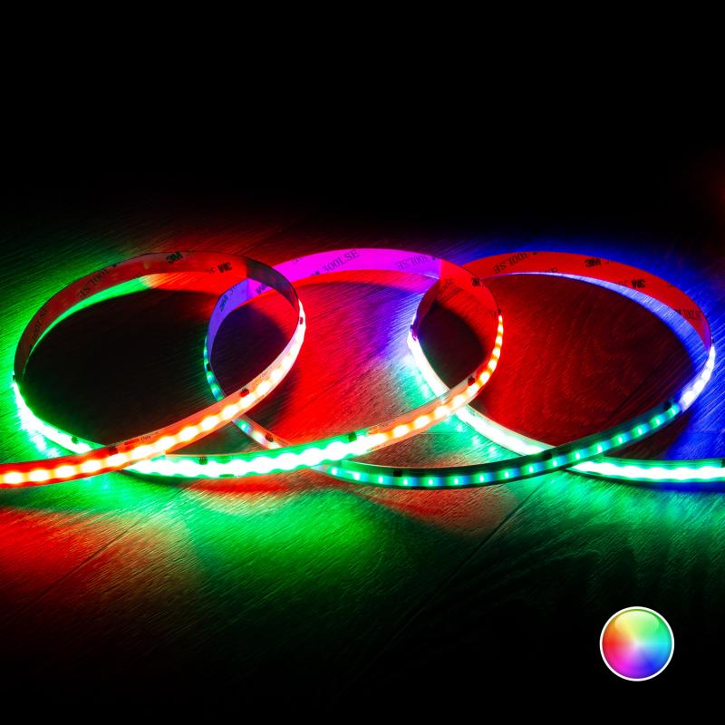 Fita LED Digital SPI 24V RGBIC COB 360 LED/m 5m Largura 10mm Corte 5 cm IP20
