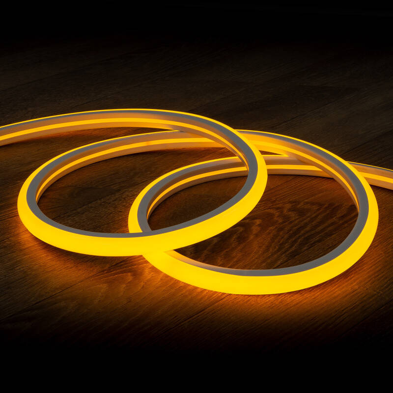 Fita LED Neon Regulável 220 V, Amarela, Semicircular, 180 mm, 7,5 W/m, Corte a cada 100 cm, IP67, à Medida