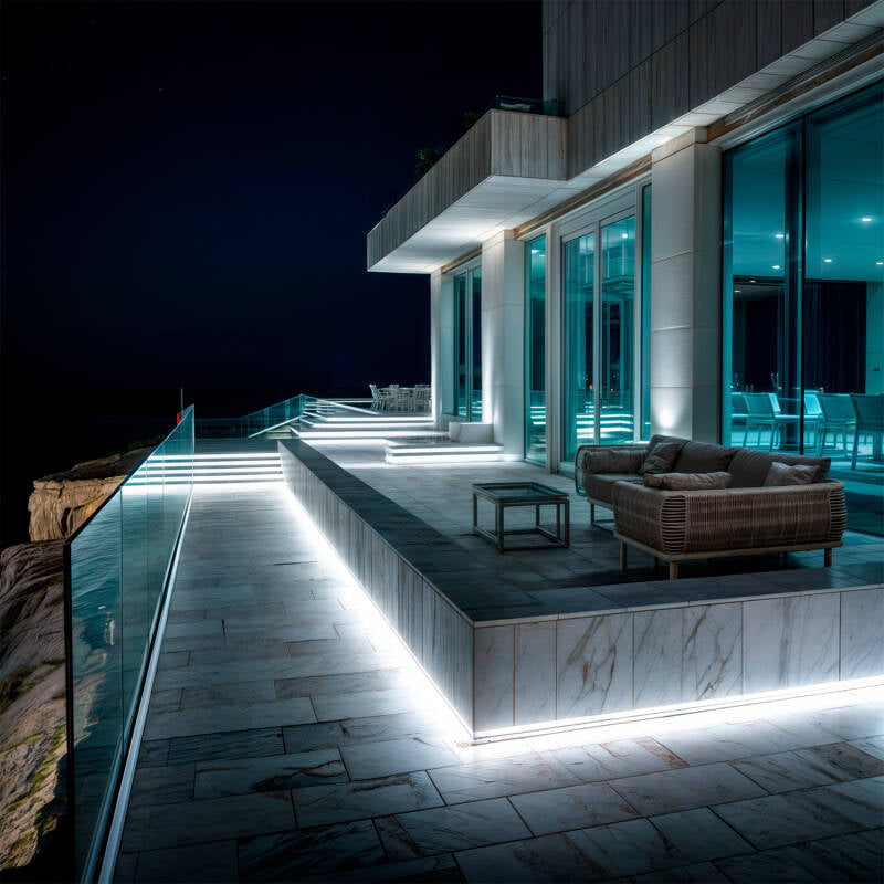 Fita LED Neon Regulável 220V Branco Frio Semicircular 180 7.5W/m Corte 100cm IP67 à Medida