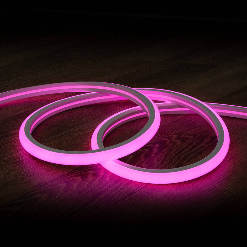 Fita LED Neon Regulável 220 V Rosa Semicircular 180 mm, 7,5 W/m, Corte a cada 100 cm, IP67, à Medida