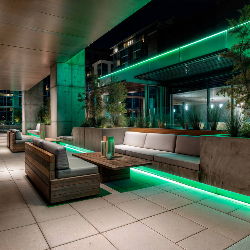 Fita LED Neon Regulável 220 V, Verde, Semicircular, 180 mm, 7,5 W/m, Corte a cada 100 cm, IP67, à Medida